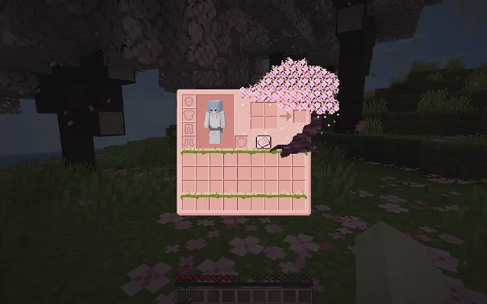 The inventory, with a cherry blossom tree added.