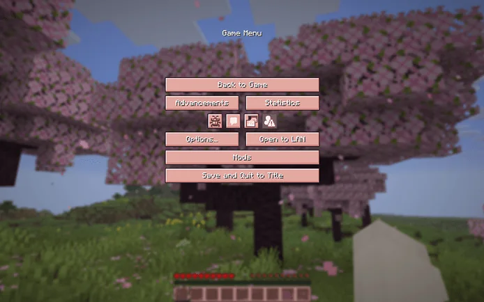 The game menu.