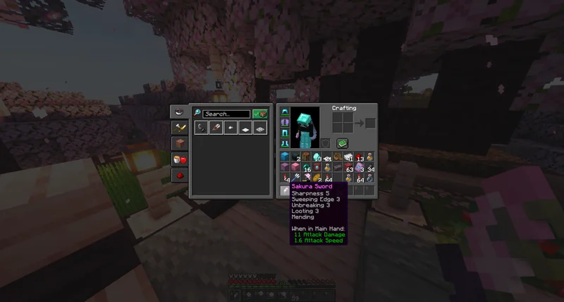 The tools in the inventory. The dark menus are from Vanilla Tweaks, not this pack.